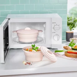 Mikrowellengeschirr|Die moderne Hausfrau Silikon-Mikrowellen-Topf-Set, faltbar, 4-teilig