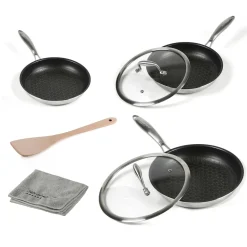 Pfannen|Die moderne Hausfrau SILVERSTAR Edelstahl Pfannen-Set 7-teilig 20/24/28 | mit Deckeln