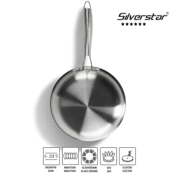 Pfannen|Die moderne Hausfrau SILVERSTAR Edelstahlpfanne Bratpfanne 20 cm | ohne Deckel