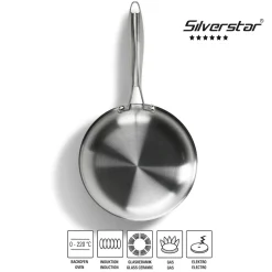 Pfannen|Die moderne Hausfrau SILVERSTAR Edelstahlpfanne Bratpfanne 24 cm | ohne Deckel