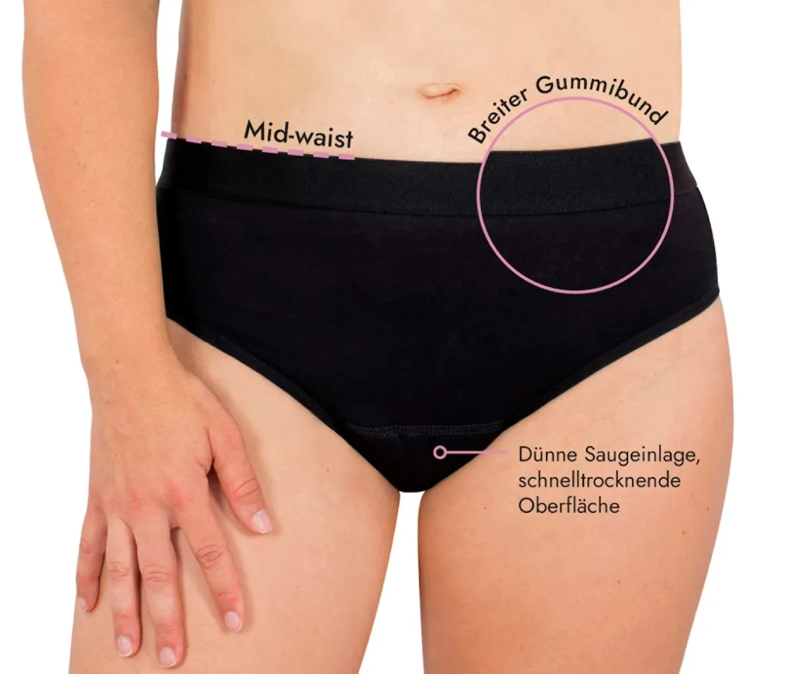 Inkontinenzhosen|Die moderne Hausfrau Slip mit Saugeinlage Schwarz