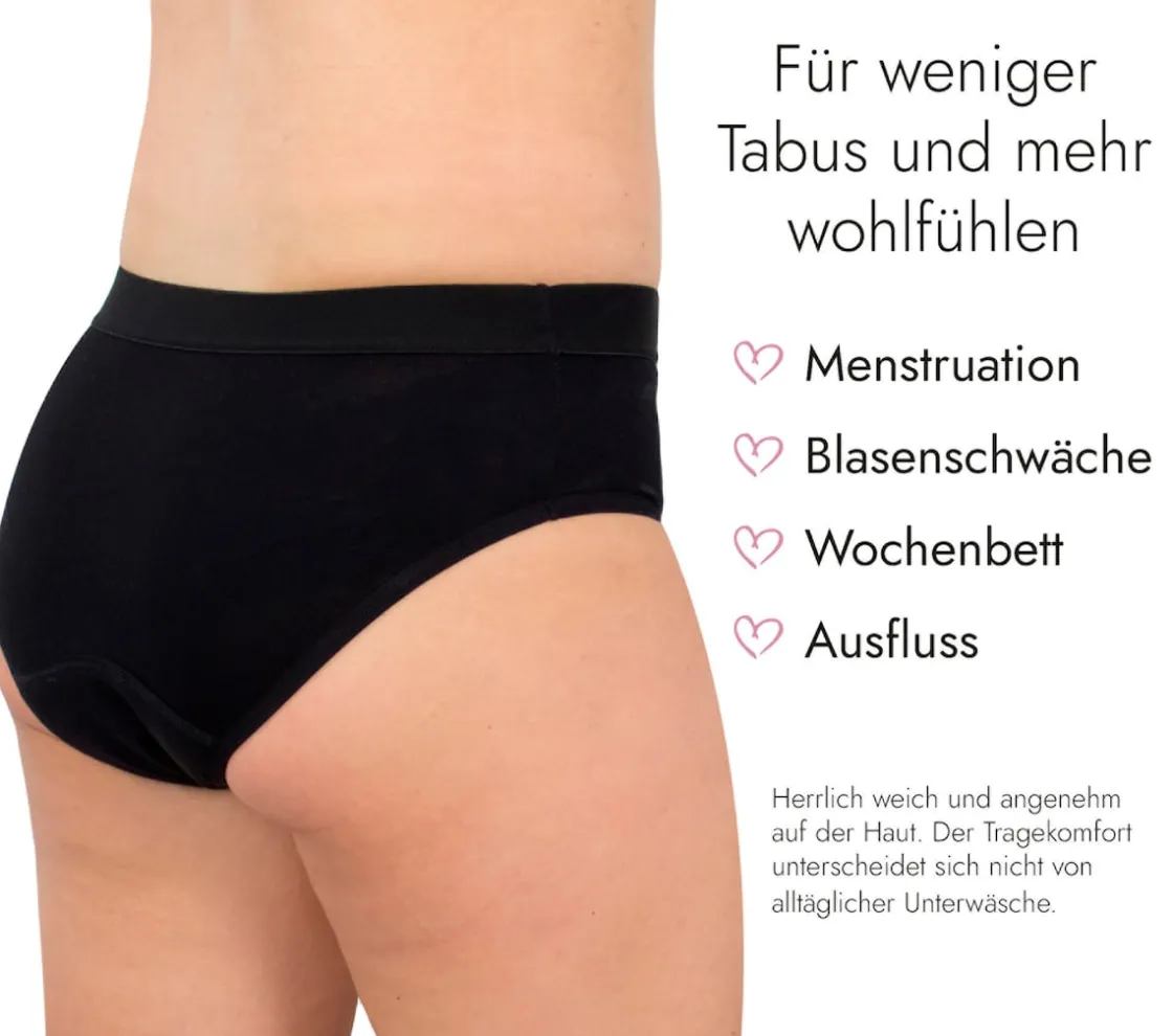 Inkontinenzhosen|Die moderne Hausfrau Slip mit Saugeinlage Schwarz