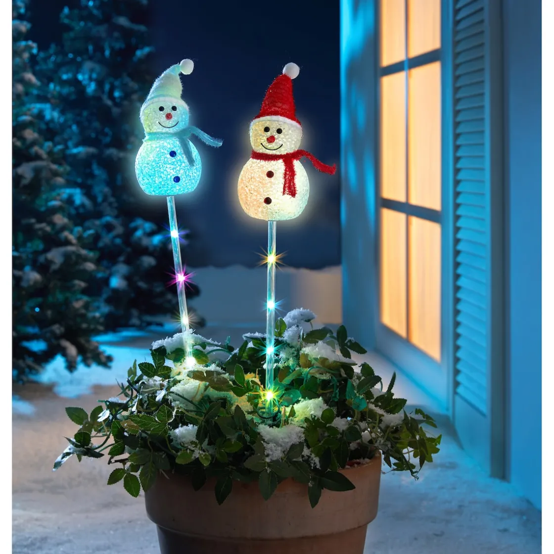 Gartendekoration ·Solarleuchten|Solarleuchten|Die moderne Hausfrau Solar-Gartenstecker "Schneemänner", 2 Stück
