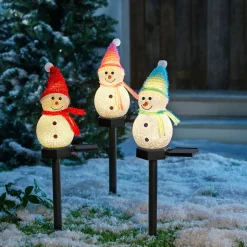 Gartendekoration ·Gartenstecker|Gartendekoration ·Solarleuchten|Die moderne Hausfrau Solar-Gartenstecker „Schneemann“ blau