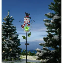 Gartendekoration ·Gartenstecker|Gartendekoration ·Solarleuchten|Die moderne Hausfrau Solar-Gartenstecker und Vogeltränke „Schneemann“