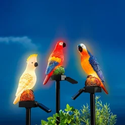 Gartendekoration ·Gartenstecker|Gartendekoration ·Solarleuchten|Die moderne Hausfrau Solar-Gartenstecker "Vogel-Parade" Papagei Ludwig
