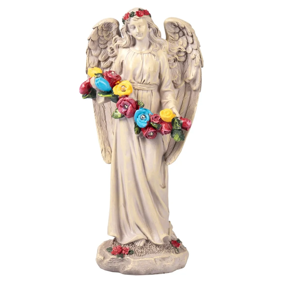 Grabdeko|Die moderne Hausfrau Solar-Grabengel „Blumen“