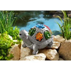 Gartendekoration ·Solarleuchten|Frühlingsdekoration|Die moderne Hausfrau Solar-LED-Dekofigur-Schildkröte „Marie“