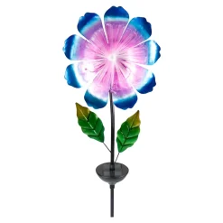 Gartendekoration ·Gartenstecker|Gartendekoration ·Solarleuchten|Die moderne Hausfrau Solar-LED-Gartenstecker "Blütenzauber" mit Fiberglas blau