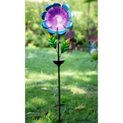 Gartendekoration ·Gartenstecker|Gartendekoration ·Solarleuchten|Die moderne Hausfrau Solar-LED-Gartenstecker "Blütenzauber" mit Fiberglas blau