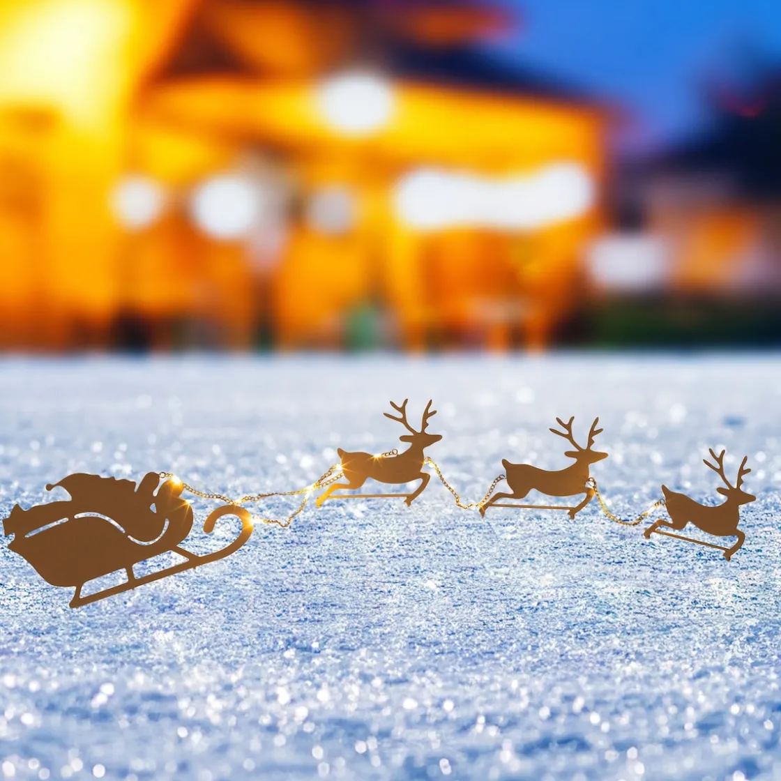 Herbstdekoration|Gartendekoration ·Gartenstecker|Die moderne Hausfrau Solar-LED-Gartenstecker "Rentiere"