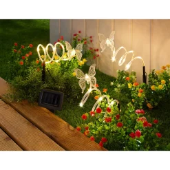 Gartendekoration ·Gartenstecker|Gartendekoration ·Solarleuchten|Die moderne Hausfrau Solar-LED-Gartenstecker-Set „Schmetterling“