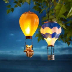 Gartendekoration ·Gartenfiguren|Gartenfiguren|Die moderne Hausfrau Solar-LED-Heißluftballon Korb