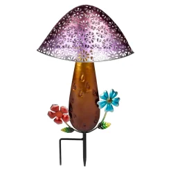 Herbstdekoration|Gartendekoration ·Solarleuchten|Die moderne Hausfrau Solar-LED-Pilz lila