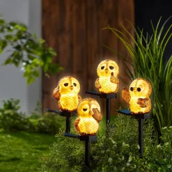 Gartendekoration ·Solarleuchten|Gartendekoration ·Led-Leuchten|Die moderne Hausfrau Solar-LED-Rushmore-Eulen Jefferson