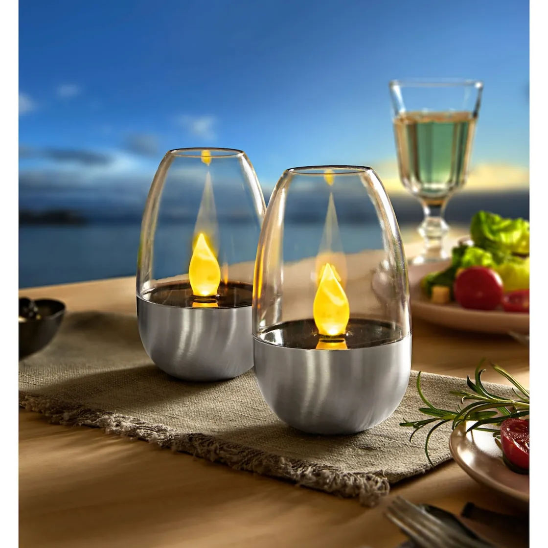 Gartendekoration ·Solarleuchten|Gartendekoration ·Led-Leuchten|Die moderne Hausfrau Solar-LED-Windlicht, 2 Stück 2 Stück