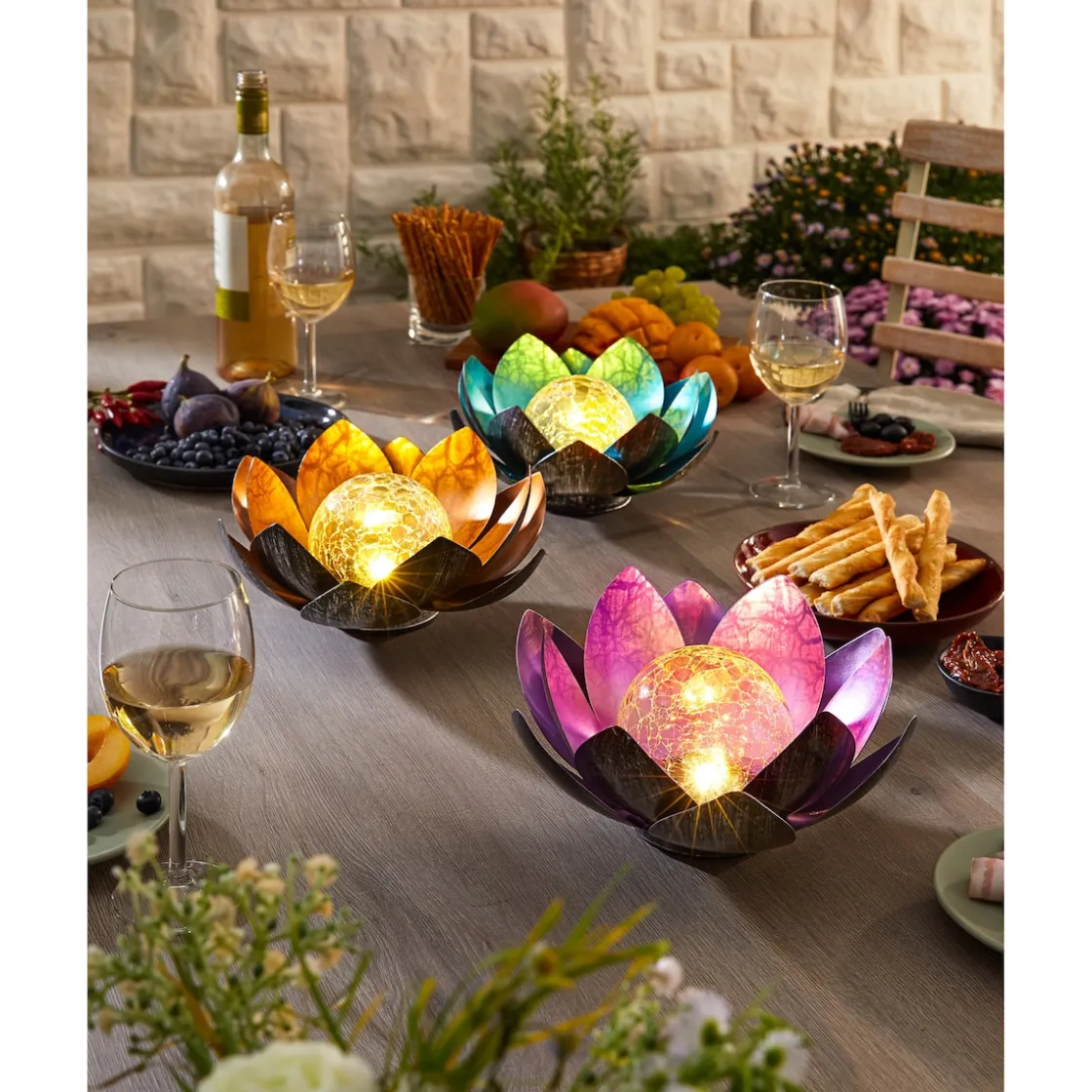 Gartendekoration ·Solarleuchten|Gartendekoration ·Led-Leuchten|Die moderne Hausfrau Solar-Lotusblume gold