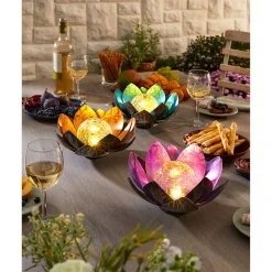 Gartendekoration ·Solarleuchten|Gartendekoration ·Led-Leuchten|Die moderne Hausfrau Solar-Lotusblume lila
