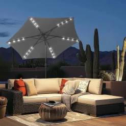 Sonnenschutz & Sonnenschirme|Die moderne Hausfrau Solar-Sonnenschirm "Sternenhimmel" grau