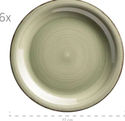 Geschirrsets|Die moderne Hausfrau Speiseteller-Set, Steingut LUMACA Olivgrün