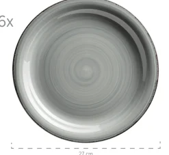 Geschirrsets|Die moderne Hausfrau Speiseteller-Set, Steingut LUMACA Grau