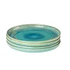 Geschirrsets|Die moderne Hausfrau Speiseteller-Set, Steinzeug TIEFER SEE Blau / Grün