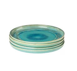 Geschirrsets|Die moderne Hausfrau Speiseteller-Set, Steinzeug TIEFER SEE Blau / Grün