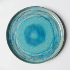 Geschirrsets|Die moderne Hausfrau Speiseteller-Set, Steinzeug TIEFER SEE Blau / Grün