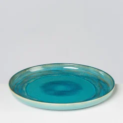 Geschirrsets|Die moderne Hausfrau Speiseteller-Set, Steinzeug TIEFER SEE Blau / Grün