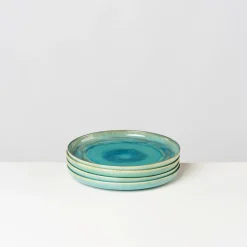 Geschirrsets|Die moderne Hausfrau Speiseteller-Set, Steinzeug TIEFER SEE Blau / Grün