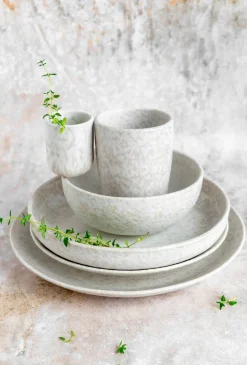 Geschirrsets|Die moderne Hausfrau Speiseteller-Set, Steinzeug Alpenwiese Creme