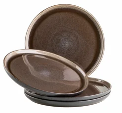 Geschirrsets|Die moderne Hausfrau Speiseteller-Set, Steinzeug Niara Schwarz / Grau