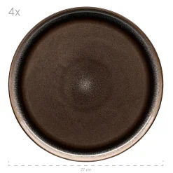 Geschirrsets|Die moderne Hausfrau Speiseteller-Set, Steinzeug Niara Schwarz / Grau