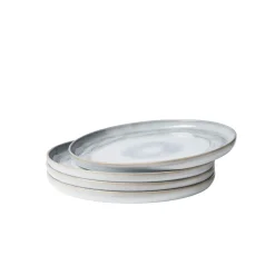 Geschirrsets|Die moderne Hausfrau Speiseteller-Set, Steinzeug TIEFER SEE Grau / Weiß