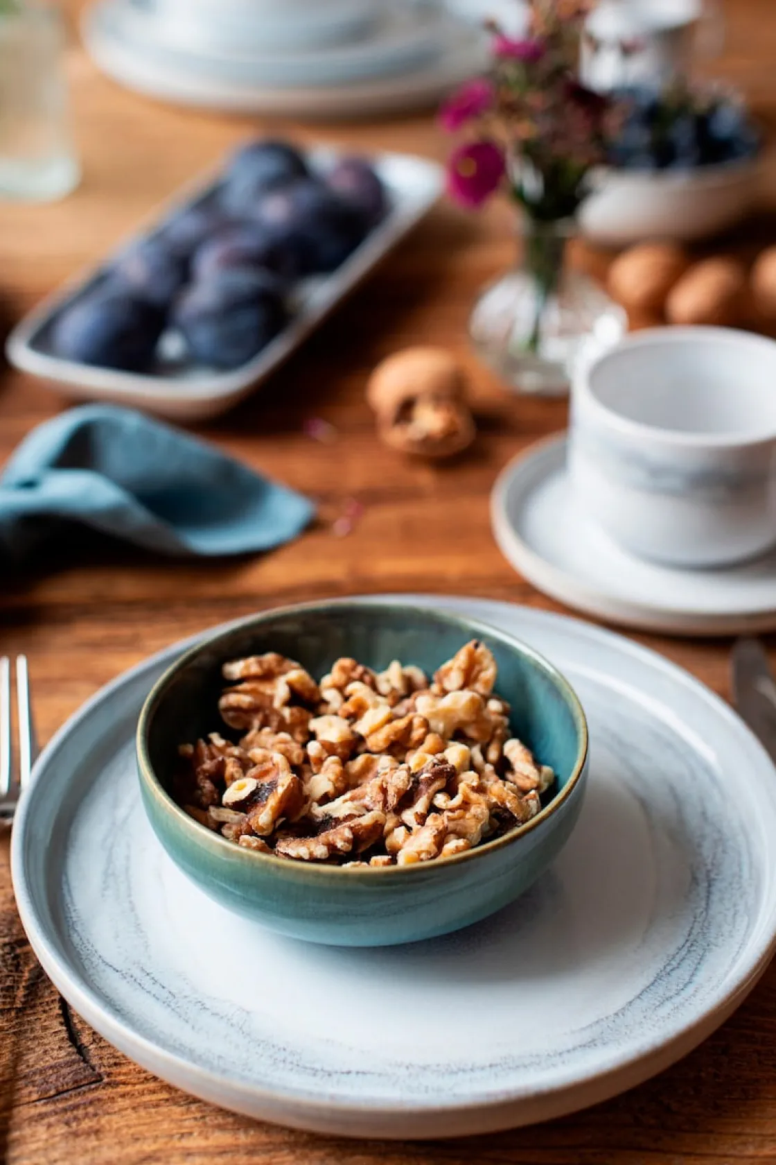 Geschirrsets|Die moderne Hausfrau Speiseteller-Set, Steinzeug TIEFER SEE Grau / Weiß