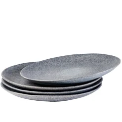 Geschirrsets|Die moderne Hausfrau Speisteller-Set, Steinzeug Moos'N'Stein Grau