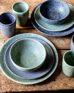 Geschirrsets|Die moderne Hausfrau Speisteller-Set, Steinzeug Moos'N'Stein Grau