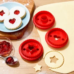 Backzubehör|Backfreunde|Die moderne Hausfrau Spitzbuben-Ausstecher-Set, 3 Stück