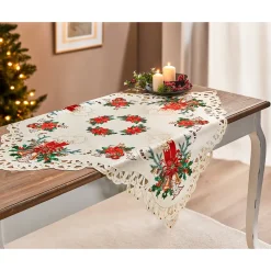 Weihnachtsdekoration·Weihnachtstischdecken|Tischdecken & -Läufer·Tischdecken|Die moderne Hausfrau Spitzen-Mitteldecke „Christstern“, 85x85 cm