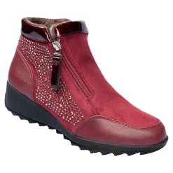 Stiefeletten|Die moderne Hausfrau Stiefelette "Rita" mit Reißverschluss, gefüttert bordeaux