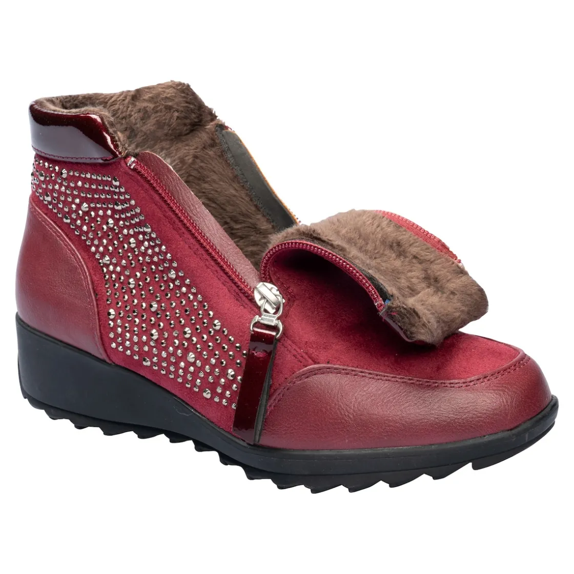 Stiefeletten|Die moderne Hausfrau Stiefelette "Rita" mit Reißverschluss, gefüttert bordeaux