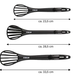 Geniale Küchenhelfer|Die moderne Hausfrau STONELINE 4 in 1 Multifunktionales Schneebesen Küchenzangen Set | 3-teilig