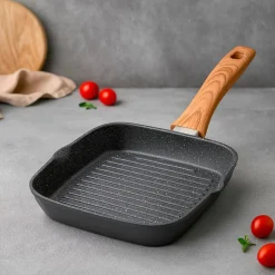 Pfannen|Die moderne Hausfrau STONELINE Back to Nature Grillpfanne 16 cm | ohne Deckel - Holzoptik