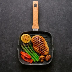 Pfannen|Die moderne Hausfrau STONELINE Back to Nature Grillpfanne 16 cm | ohne Deckel - Holzoptik