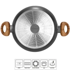 Pfannen|Die moderne Hausfrau STONELINE Back to Nature Servierpfanne 28 cm | Holzoptik