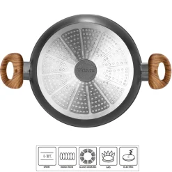 Pfannen|Die moderne Hausfrau STONELINE Back to Nature Servierpfanne 24 cm | Holzoptik