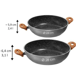 Pfannen|Die moderne Hausfrau STONELINE Back to Nature Servierpfanne 24 cm | Holzoptik