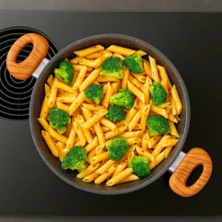 Pfannen|Die moderne Hausfrau STONELINE Back to Nature Servierpfanne 24 cm | Holzoptik