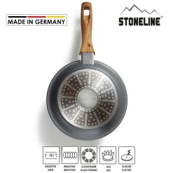 Pfannen|Die moderne Hausfrau STONELINE Bratpfanne 24 cm | ohne Deckel - Holzoptik