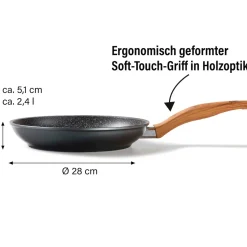 Die moderne Hausfrau STONELINE Bratpfanne 28 cm | ohne Deckel - Holzoptik
